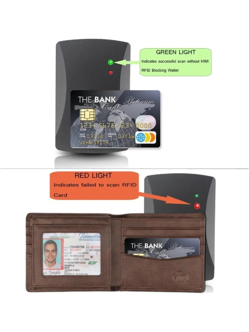 Stylish Genuine Leather Bifold Wallet for Men - RFID Blocking, 2 ID Windows